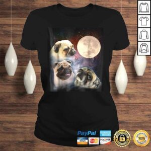 ClassicLadies Pug Howling Moon Tshirt