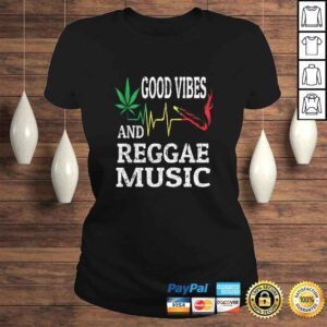 ClassicLadies Rasta Reggae Music Marijuana Leaf Heartbeat Blunt Good Vibes Shirt