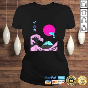 ClassicLadies Retro Aesthetic Iruka Shirt With Japanese Writing VNeck TShirt