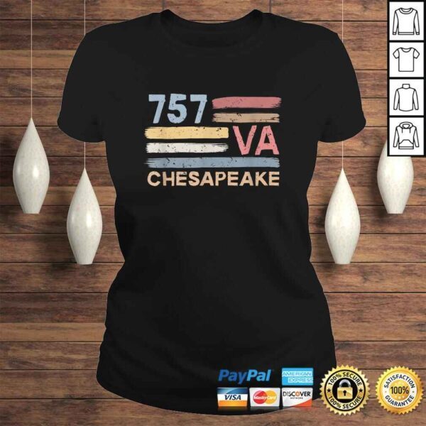 Retro Chesapeake Area Code 757 Residents State Virginia Tee T-Shirt - Image 3