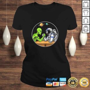 ClassicLadies Space Alien Astronaut Arm Wrestling Funny Cosmic Tee Shirt