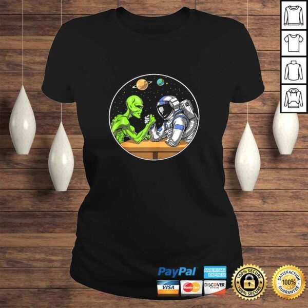 Space Alien Astronaut Arm Wrestling Funny Cosmic Tee Shirt - Image 3