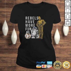 ClassicLadies Star Wars Last Jedi Droids Rebels Have More Fun Gold TShirt