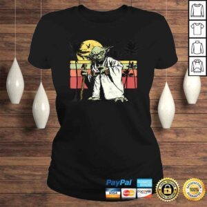 ClassicLadies Star Wars Yoda Retro Striped Vintage Sunset Beach Tee TShirt