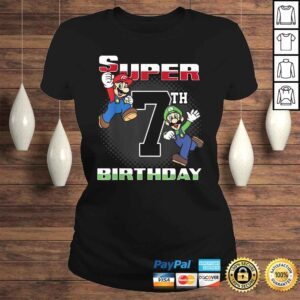 ClassicLadies Super Mario And Luigi Super Birthday 7th Birthday PortraiShirt