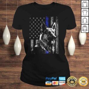 ClassicLadies Thin Blue Line Flag K9 German Shepherd Police Dog Gift Men Shirt