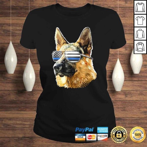 Thin Blue Line Flag K9 Shirt German Shepherd Police Dog TShirt - Image 3