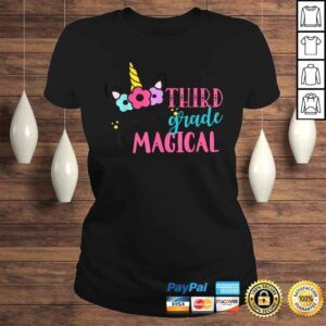 ClassicLadies Third Grade Unicorn Back to School Girls 3rd Grade VNeck TShirt