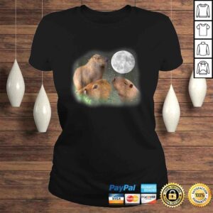 ClassicLadies Three Moon Capybaras Shirt Funny Cute Animal Parody Tee 1