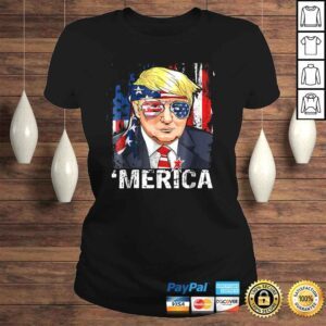 ClassicLadies Trump Merica Shirt Murica 4th of July American Flag Shirts