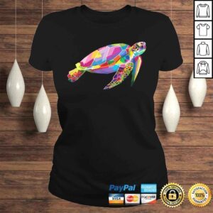 ClassicLadies Turtle Shirt Colorful Floating Turtle Geometric Animal Tee