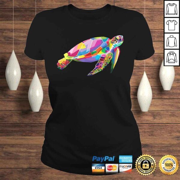 Turtle Shirt Colorful Floating Turtle Geometric Animal Tee - Image 3