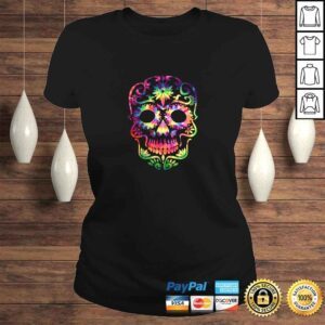 ClassicLadies Tye Dye Day of the Dead Shirt Art70s Style Sugar Skull Gift TShirt