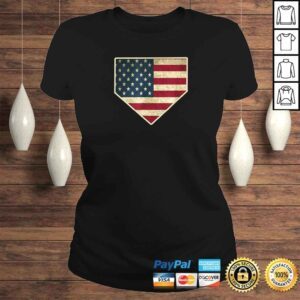 ClassicLadies Vintage American Flag Baseball Shirt Home Plate Art Gift