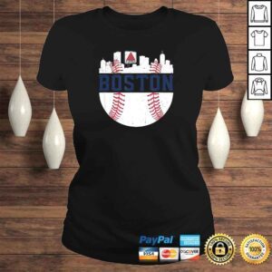 ClassicLadies Vintage Boston Baseball Skyline Massachusetts Retro Fan TShirt