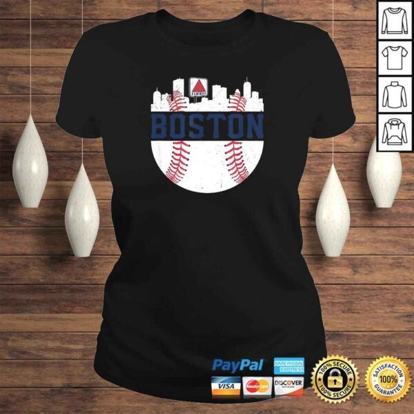 Vintage Boston Baseball Skyline Massachusetts Retro Fan TShirt - Image 3