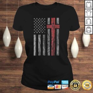 ClassicLadies Vintage Distressed USA Flag Christian Shirt Patriotic Tee 2