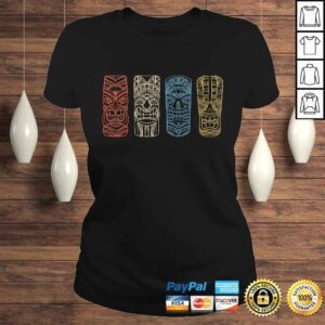 ClassicLadies Vintage Tiki Hawaiian Polynesian Mask Four Totems TShirt Gift