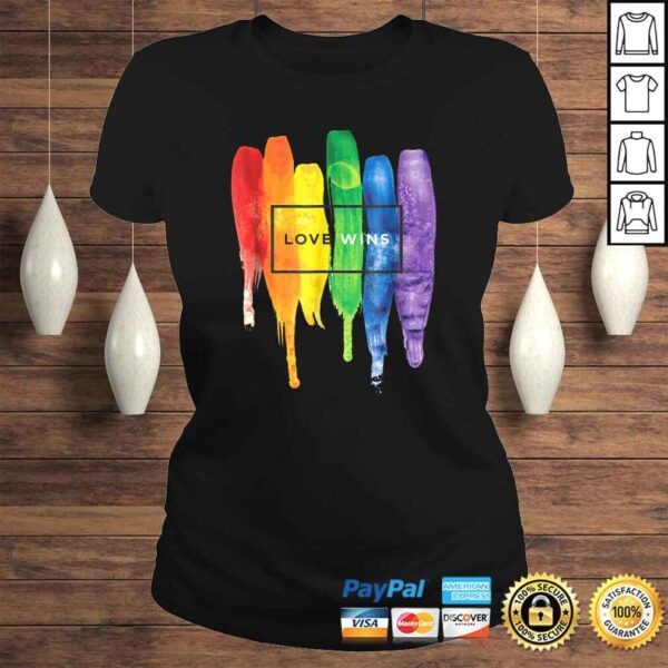 Watercolor Love Wins Rainbow Paint Typographic Shirts - Image 3