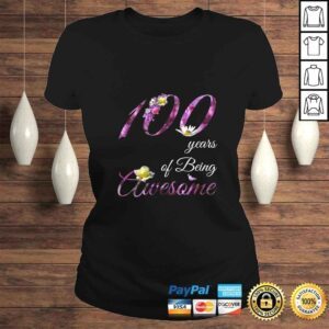 ClassicLadies Womens 100 Year Old Shirt Awesome Floral 1920 100th Birthday Gift VNeck Tshirt