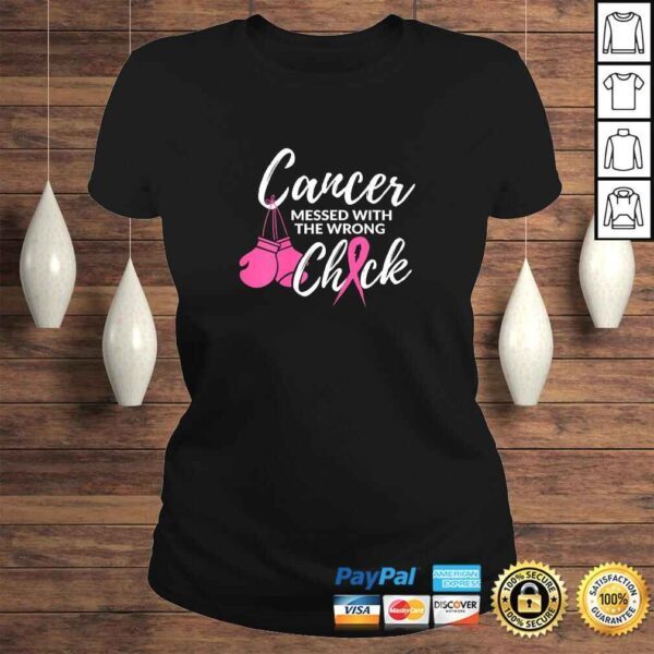 Womens Cancer Messed With The Wrong Chick Awareness Fighter Girl TShirt - Image 3