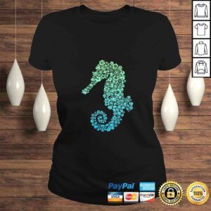 ClassicLadies Womens Cute Blue Sea Animal of Floral Plant Flowers Gift Seahorse TShirt