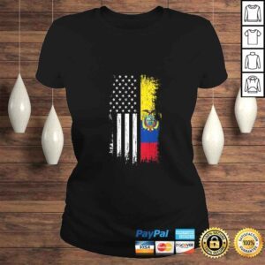 ClassicLadies Womens Ecuadorian American Flag Shirt Pride Ecuador USA Tee Shirt