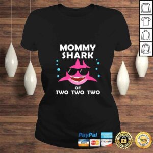 ClassicLadies Womens Mommy Shark of Two Announcement Mothers Day TShirt Gift