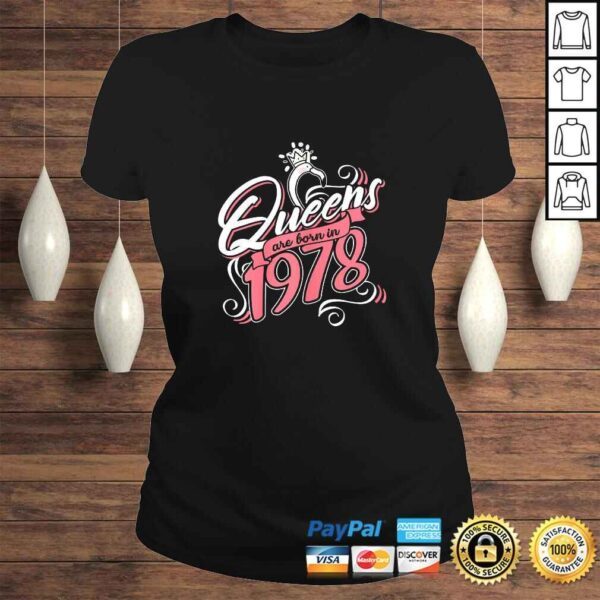 Womens Queens Are Born In 1978 Bday Flamingo Gifts 42nd Birthday Tee T-Shirt - Image 3