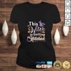 ClassicLadies Womens This Witch Is Getting Hitched Halloween Engagement Wedding VNeck TShirt