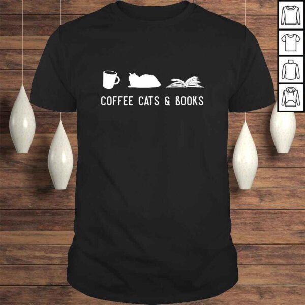 Coffee Cat Book Cute Bookworm Librarian Shirt