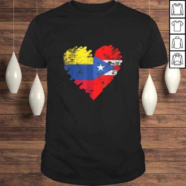 Colombia Puerto Rico Shirt Flag Heart Colombian Rican