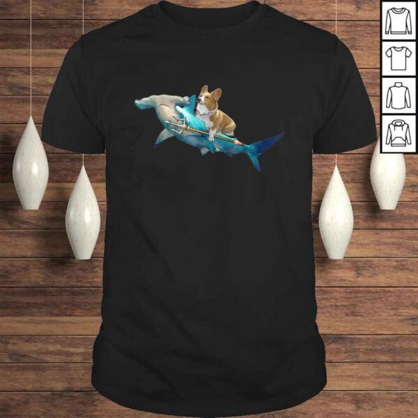 Corgi Riding a Hammerhead shark Funny Corgi TShirt