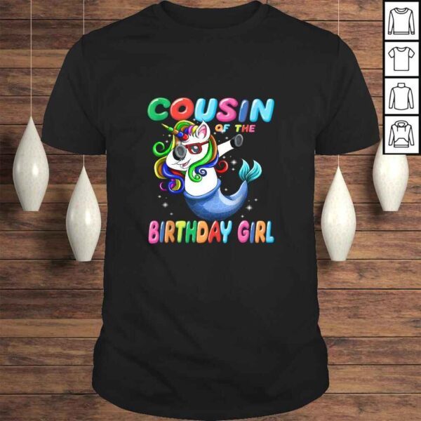 Cousin of the Unicorn Birthday Girl Shirt Mermaid Matching V-Neck T-Shirt