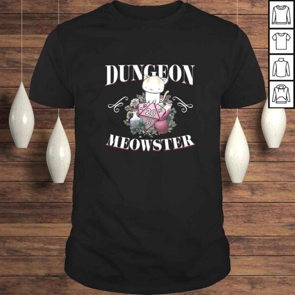 Dungeon Meowster Funny DnD Gamer Cat Lover D20 V-Neck T-Shirt