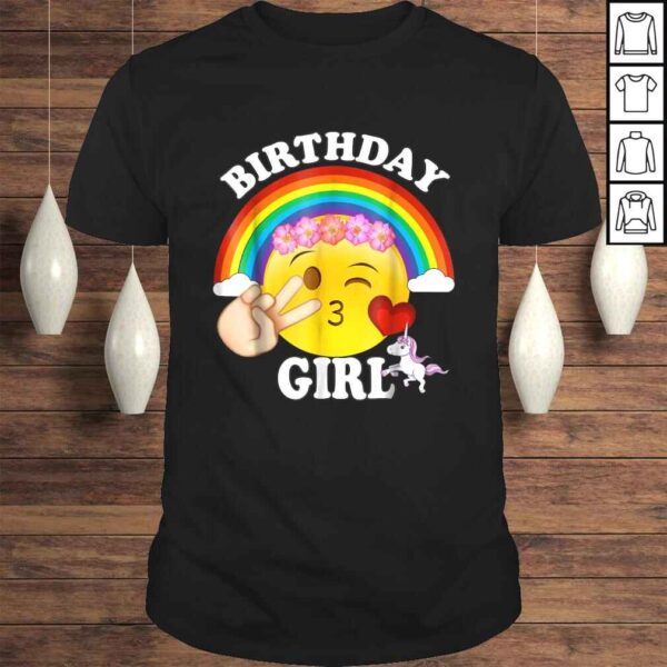 Emoji Birthday Shirt For Girls Unicorn Rainbow Heart Kiss