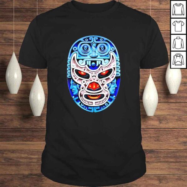 Feel-Ink Demon Blue Lucha Libre Wrestler Aztec Design Shirt