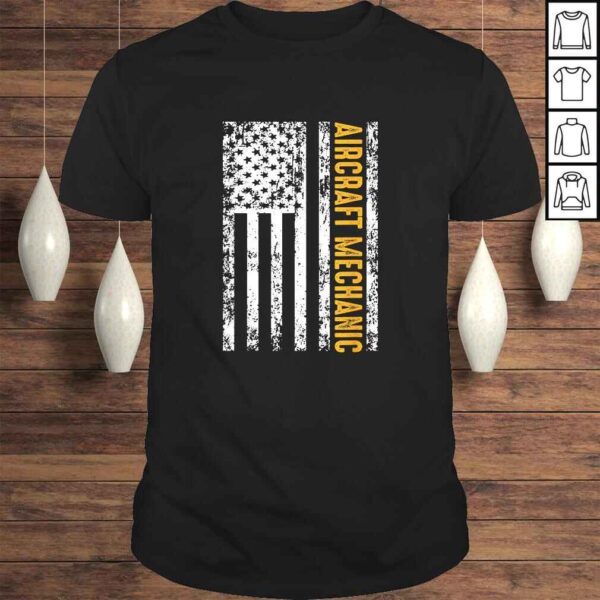 Funny Aircraft Mechanic USA Flag Airplane Tee Shirt