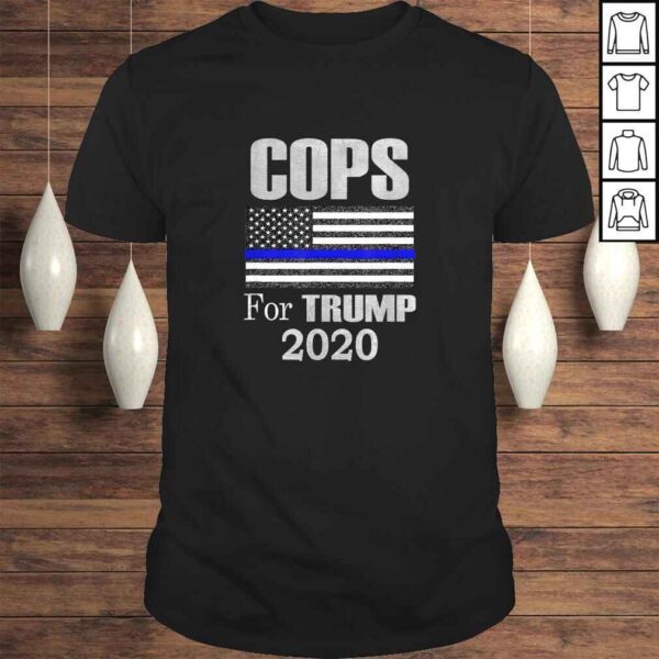 Funny Blue Line Supporters Police USA Flag - Cops For Trump 2020 Tee T-Shirt