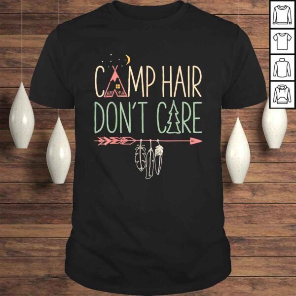 Funny Camp Hair Don't Care Shirt Camping Camper Women Girls Kids Gift TShirt