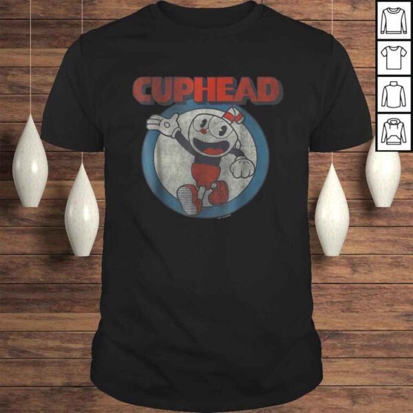 Funny Cuphead Waving Circle Portrait Vintage Graphic TShirt