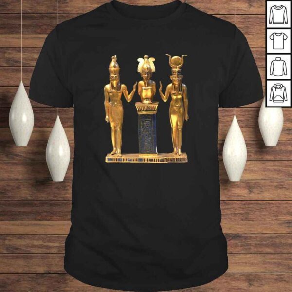 Funny Egyptian Trinity Golden Horus Osiris and Isis Statue TShirt