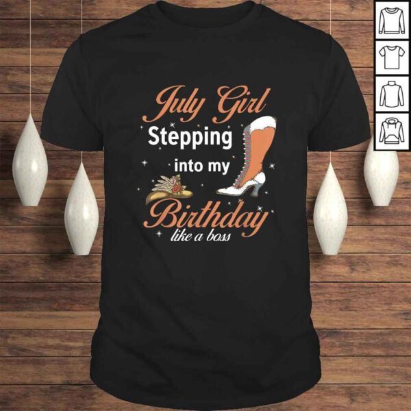 Funny July Cowboy Girl Stepping Into My Birthday Like A Boss V-Neck T-Shirt