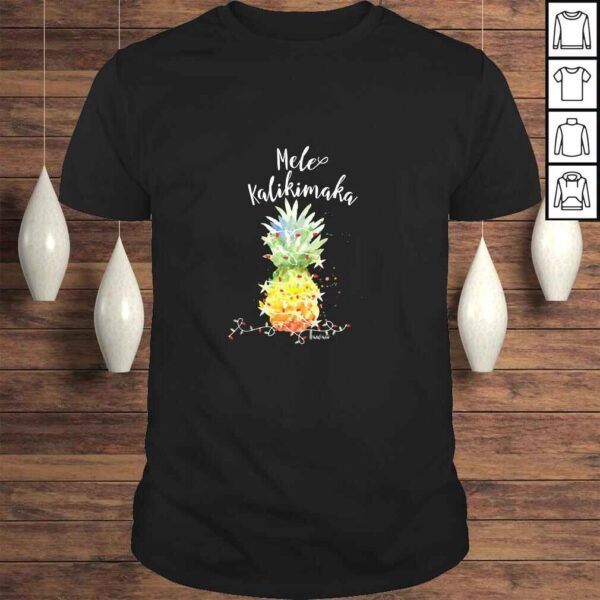 Funny Mele Kalikimaka Pineapple Christmas in July Lights T-shirt