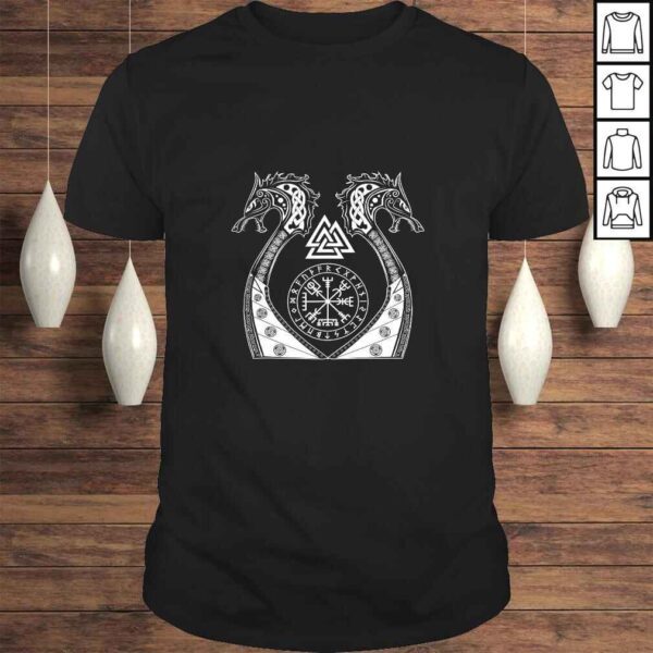 Funny Norse Mythology Odin Wolfs Viking Valknut Vegwisir TShirt