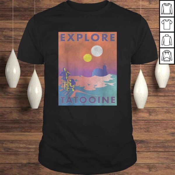 Funny Star Wars Explore Tatooine Faded Retro C-3PO & R2-D2 Poster TShirt