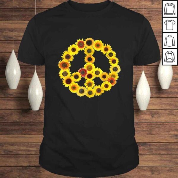 Funny Sunflowers Peace Sign 60s 70s Love Kindness & Freedom TShirt Gift