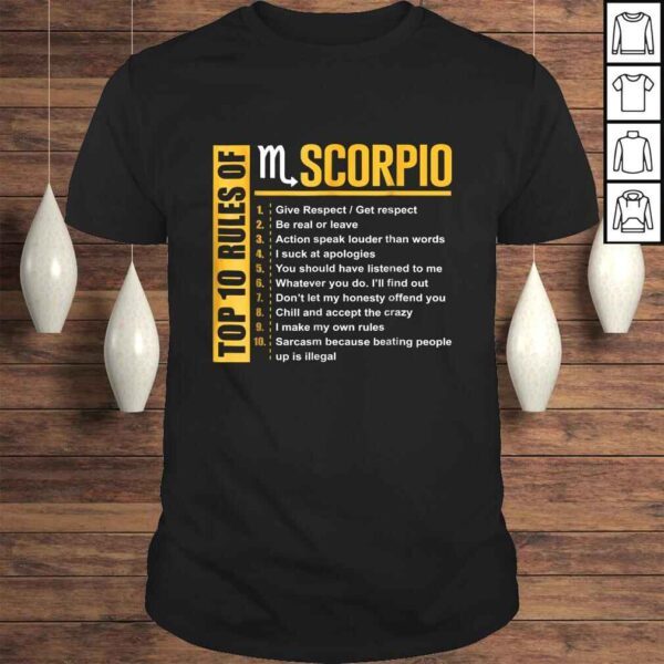 Funny Top 10 Rules of Scorpio Birthday Shirt