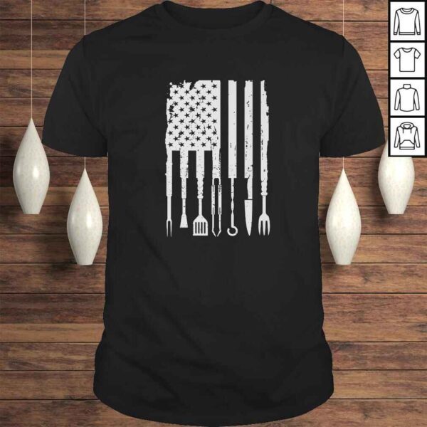 Funny Vintage BBQ Smoker Grilling Barbecue Pitmaster American Flag TShirt