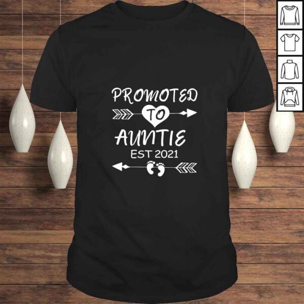 Funny Womens Promoted To Aunt EST 2021 Auntie To Be Pregnancy Reveal TShirt